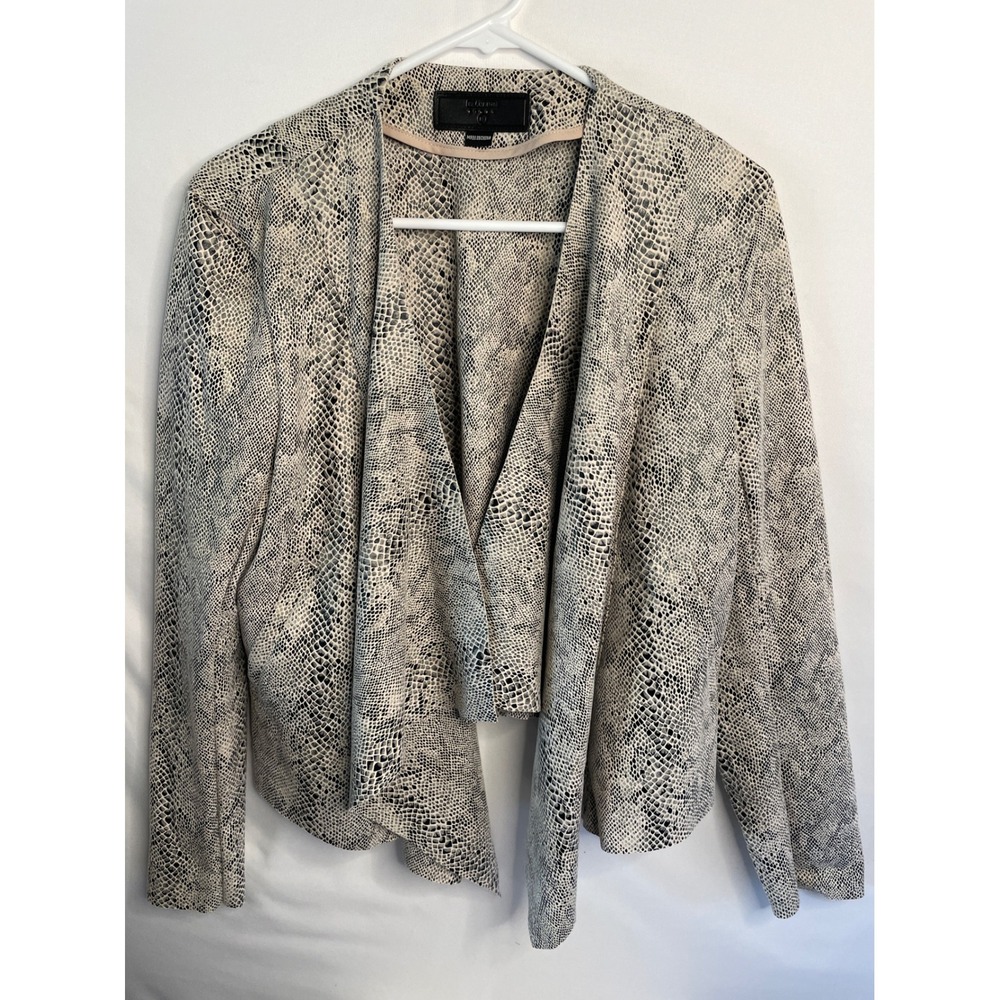 BLANKNYC Snakeskin Print Drape Front Open Jacket Grey Python 61JV5339 Medium
